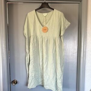 NWT Bibi Green Short Sleeve Midi Dress V-Neck size XL